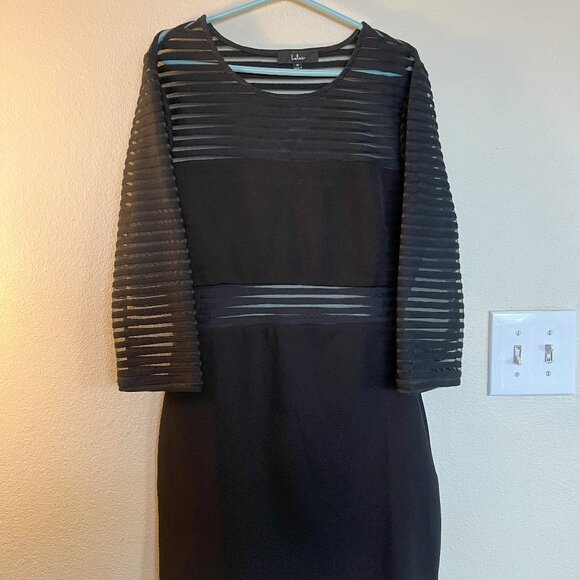 Lulus Black Bodycon Mesh Dress - M Like New - Picture 1 of 11